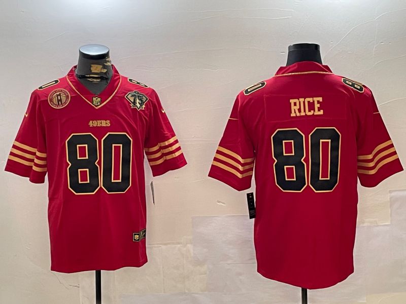 Men San Francisco 49ers #80 Rice Red Gold 2024 Nike Limited NFL Jersey style 12304->san francisco 49ers->NFL Jersey